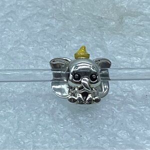 Pandora Silver Elephant Charm with Yellow Hat Accent
